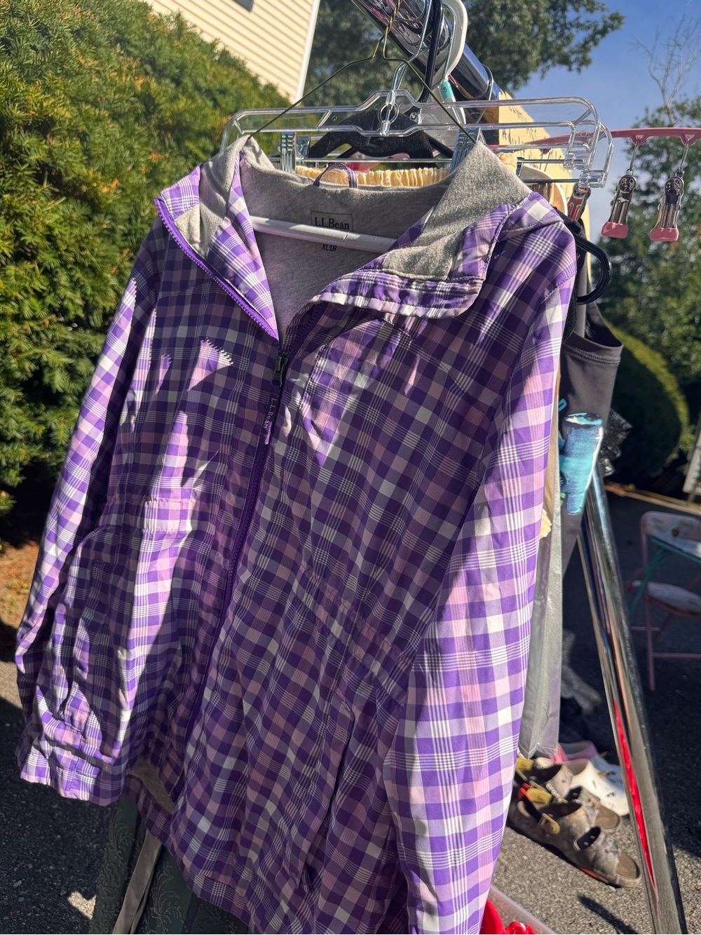 L.L. Bean Heather Gray Light Sweatshirt lined Raincoat